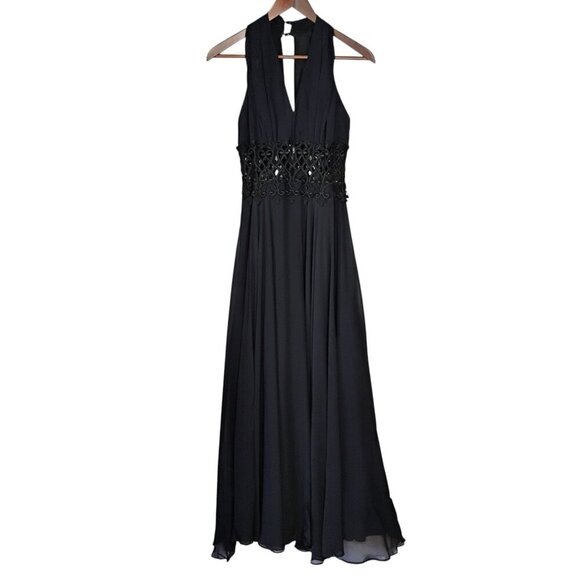 Vtg Cache Dress Womens 6/8 Black Evening Cutout Prom Formal Wedding Whimsigoth - Picture 2 of 16